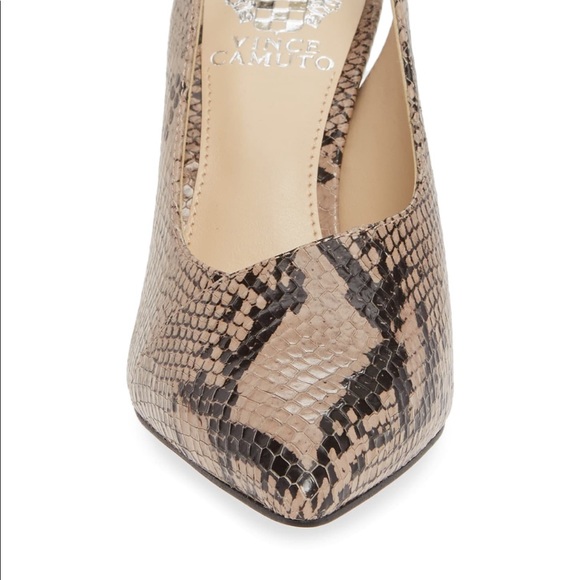 New..! Vince Camuto Slingback Snake Alleema Tucson Taupe Pointed Toe Pump Sz 7.5 - Picture 6 of 6